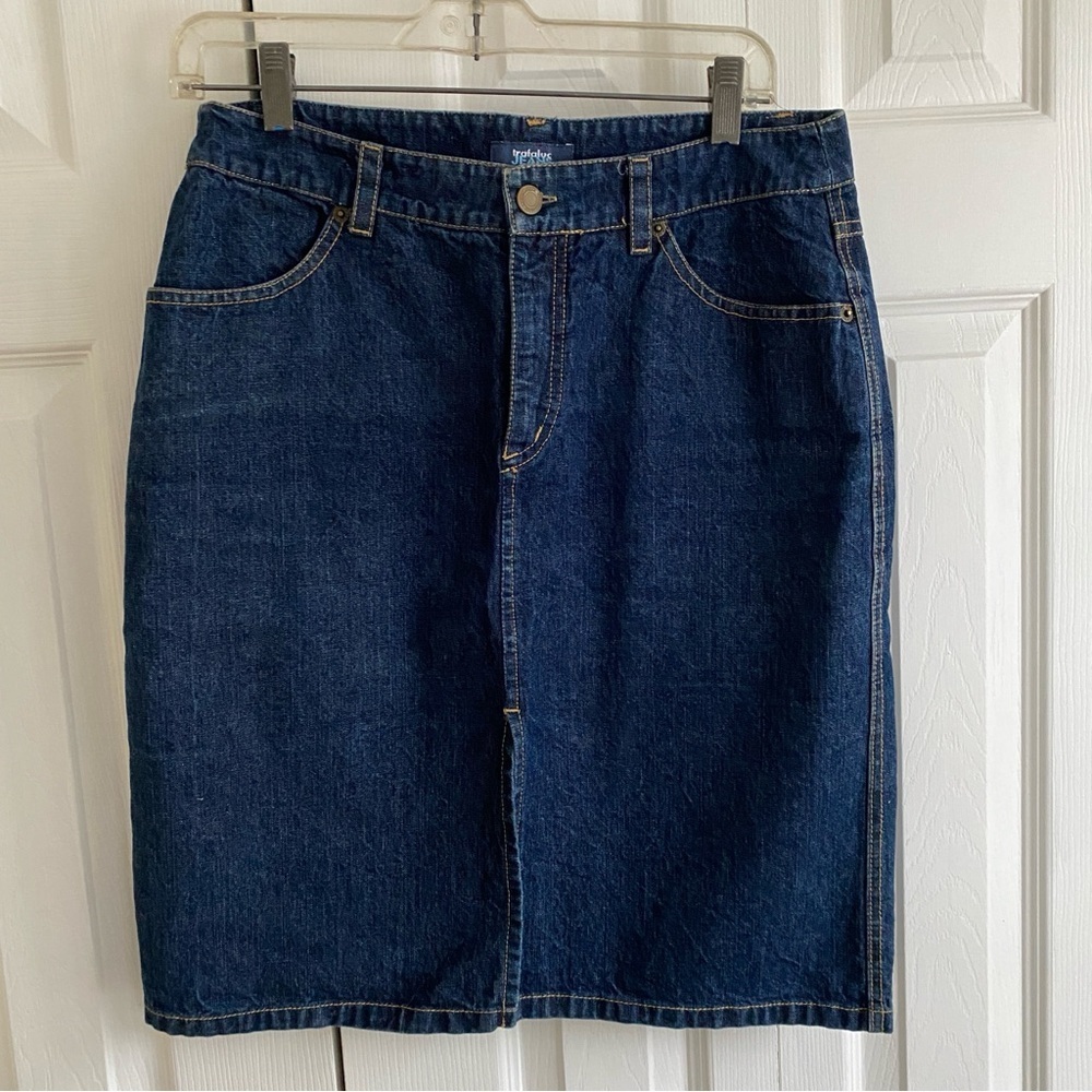TRAFALUC JEANS Dark Wash Denim Skirt Size 8